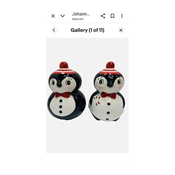 Johanna Parker Carnival Cottage Collectible CHRISTMAS PENQUIN  Salt/Pepper Set - Picture 4 of 8